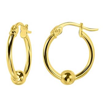 Aleure Precioso Sterling Silver 1.5 x 12 mm Bead Hoop Earrings