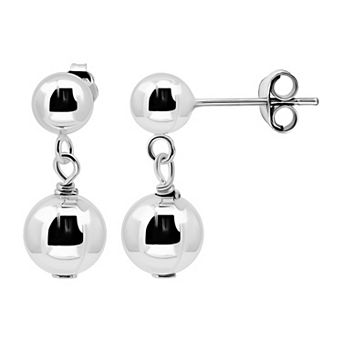 Aleure Precioso Sterling Silver Ball Nickel Free Drop Earrings