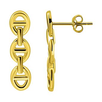 Aleure Precioso Sterling Silver Triple D Link Chain Nickel Free Drop Earrings