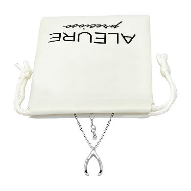 Aleure Precioso 18k Gold Over Sterling Silver Wishbone Pendant Necklace