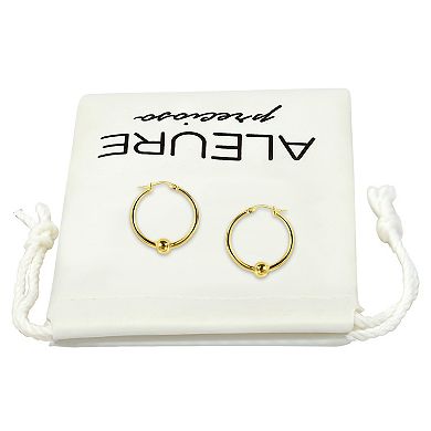 Aleure Precioso Sterling Silver 1.5 x 15 mm Bead Hoop Earrings