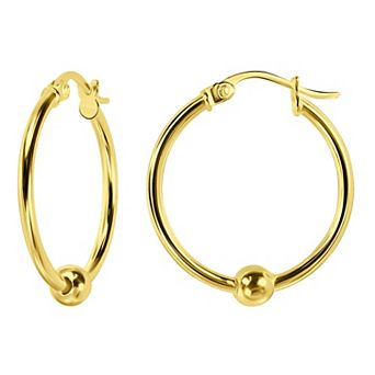 Aleure Precioso Sterling Silver 1.5 x 15 mm Bead Hoop Earrings