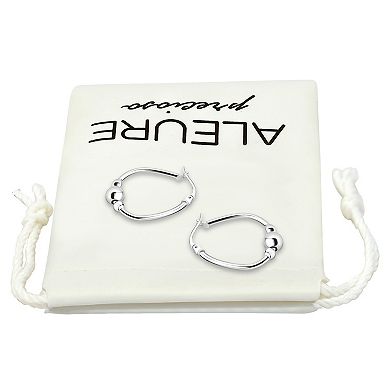 Aleure Precioso Sterling Silver Nickel Free Oval Hoop Earrings