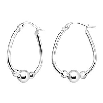 Aleure Precioso Sterling Silver Nickel Free Oval Hoop Earrings