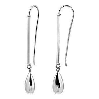 Aleure Precioso Sterling Silver Bar & Teardrop Drop Earrings