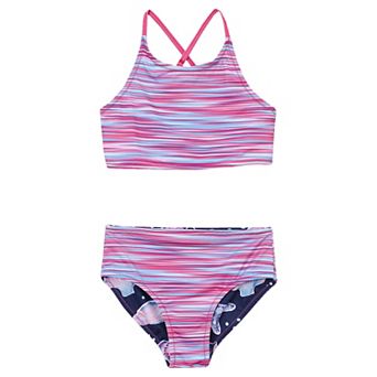 Girls 2-16 Lands' End 2 pc Reversible X-back Bikini Swim Top & Swim Bottoms Set