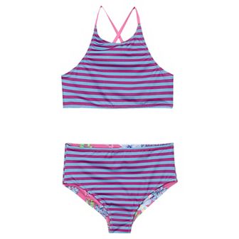 Girls 2-16 Lands' End 2 pc Reversible X-back Bikini Swim Top & Swim Bottoms Set