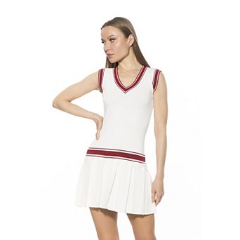 Women's ALEXIA ADMOR Venus V-Neck Dropped Waist Knit Tennis Dress