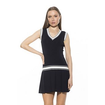 Women's ALEXIA ADMOR Venus V-Neck Dropped Waist Knit Tennis Dress