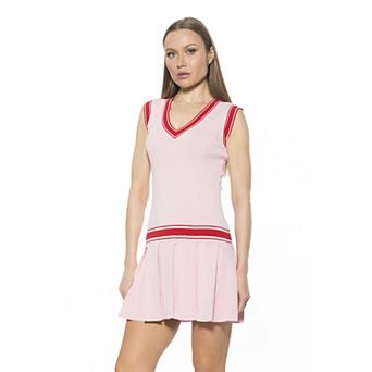 Women's ALEXIA ADMOR Venus V-Neck Dropped Waist Knit Tennis Dress