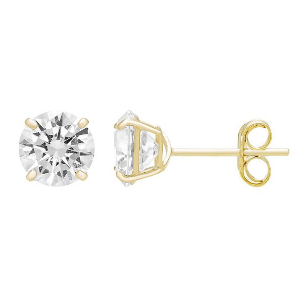 Theia Sky 14k Gold Round 5 mm Cubic Zirconia Birthstone Earrings - April