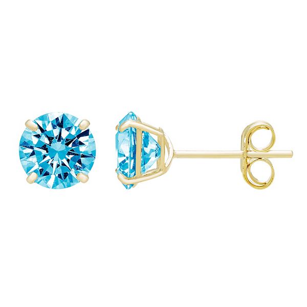 Theia Sky 14k Gold Round 5 mm Cubic Zirconia Birthstone Earrings - December