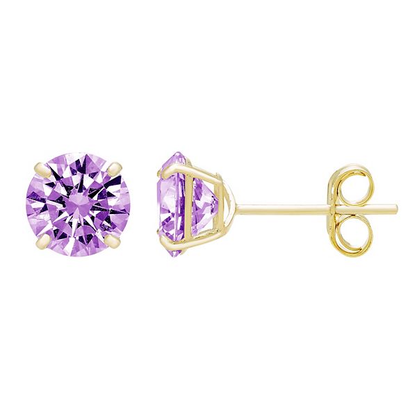 Theia Sky 14k Gold Round 5 mm Cubic Zirconia Birthstone Earrings - February