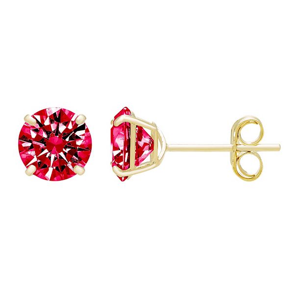 Theia Sky 14k Gold Round 5 mm Cubic Zirconia Birthstone Earrings - July