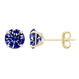 Theia Sky 14k Gold Round 5 mm Cubic Zirconia Birthstone Earrings