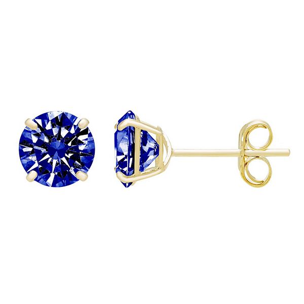 Theia Sky 14k Gold Round 5 mm Cubic Zirconia Birthstone Earrings - September