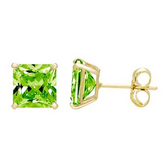 Theia Sky 14k Gold 5 mm Cubic Zirconia Birthstone Square Stud Earrings