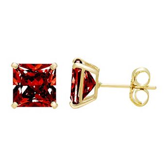 Theia Sky 14k Gold 5 mm Cubic Zirconia Birthstone Square Stud Earrings