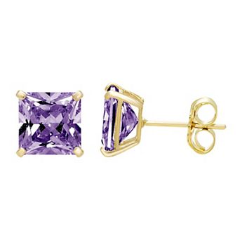 Theia Sky 14k Gold 5 mm Cubic Zirconia Birthstone Square Stud Earrings