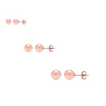 Theia Sky 3-Pair 14k Gold Graduated Ball Stud Earring Set