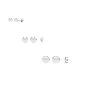 Theia Sky 3-Pair 14k Gold Graduated Ball Stud Earring Set