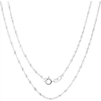 Theia Sky 925 Sterling Silver 1 mm Singapore Chain Necklace