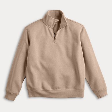 Juniors' Pink Republic Mock Neck Quarter Zip Pullover