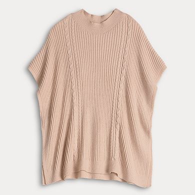 Women's LC Lauren Conrad Cable Knit Ribbed Poncho