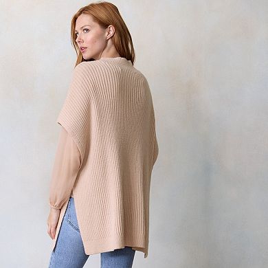 Women's LC Lauren Conrad Cable Knit Ribbed Poncho