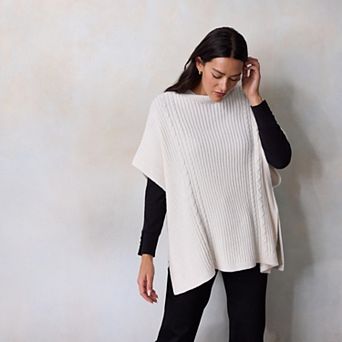 Women's LC Lauren Conrad Cable Knit Ribbed Poncho
