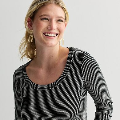 Women's Sonoma Goods For Life® Rib Long Sleeve Scoop Neck Tee