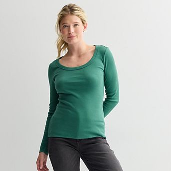 Women's Sonoma Goods For Life® Rib Long Sleeve Scoop Neck Tee