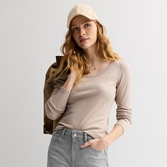 Women's Sonoma Goods For Life® Rib Long Sleeve Scoop Neck Tee