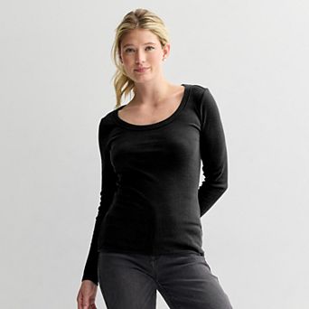 Women's Sonoma Goods For Life® Rib Long Sleeve Scoop Neck Tee