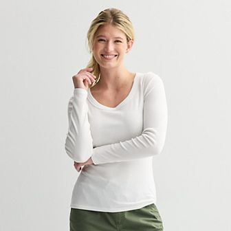 Women's Sonoma Goods For Life® Rib Long Sleeve Scoop Neck Tee
