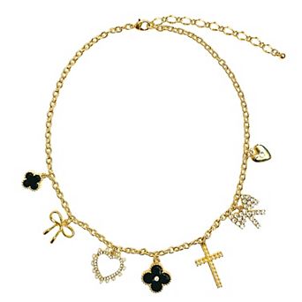 Vieste Gold Tone Fashion Lovers Charm Necklace