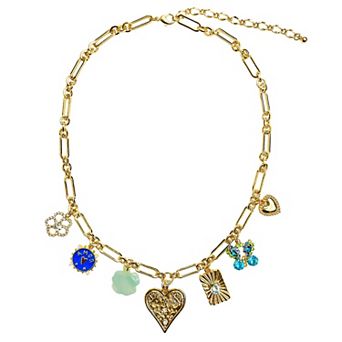Vieste Gold Tone Butterfly Love Charm Necklace