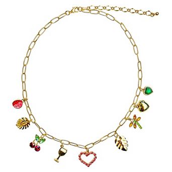 Vieste Gold Tone Party Time Charm Necklaces