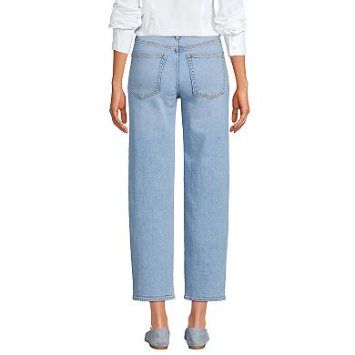 Women's Lands' End Soft Denim Mid Rise Relaxed Straight Crop Jeans