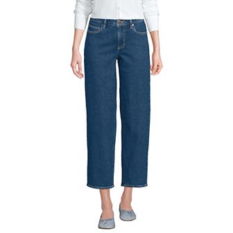 Women's Lands' End Soft Denim Mid Rise Relaxed Straight Crop Jeans