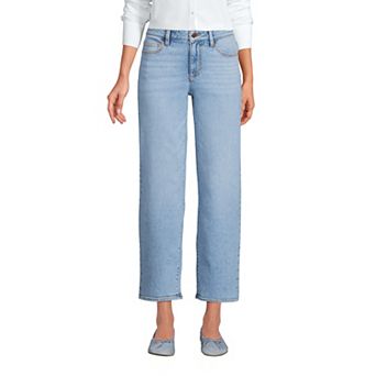 Women's Lands' End Soft Denim Mid Rise Relaxed Straight Crop Jeans