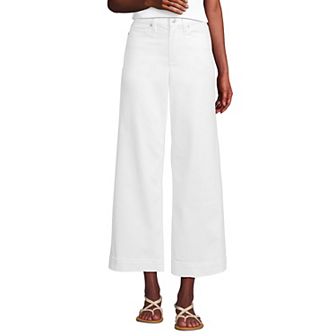 Petite Lands' End Recover Denim High Rise Wide Leg Crop Jeans
