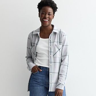 Women's Sonoma Goods For Life® Knit Plaid Shirt