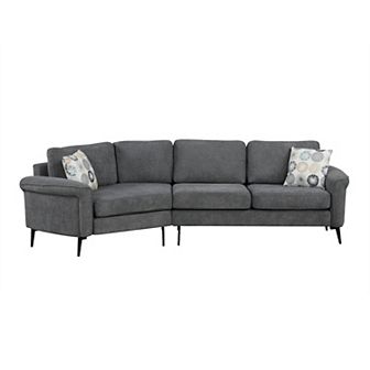 Merax 111" Upholstered 3-seater Sofa Curved Sofa Couch with Two Printed Pillows for Living Room