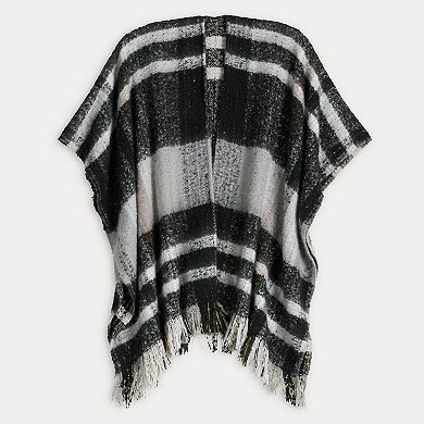 Women's Sonoma Goods For Life® Reversible Brushed Block Plaid Ruana Topper