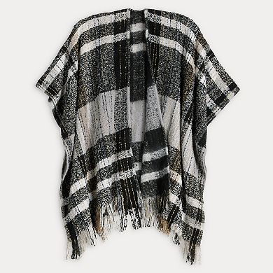 Women's Sonoma Goods For Life® Reversible Brushed Block Plaid Ruana Topper