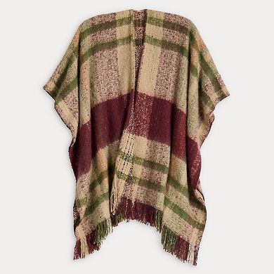 Women's Sonoma Goods For Life® Reversible Brushed Block Plaid Ruana Topper