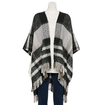 Women's Sonoma Goods For Life® Reversible Brushed Block Plaid Ruana Topper