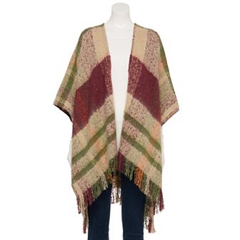 Women's Sonoma Goods For Life® Reversible Brushed Block Plaid Ruana Topper