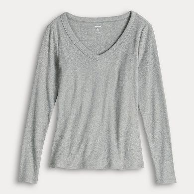Women's Sonoma Goods For Life® Rib Long Sleeve V-Neck Tee